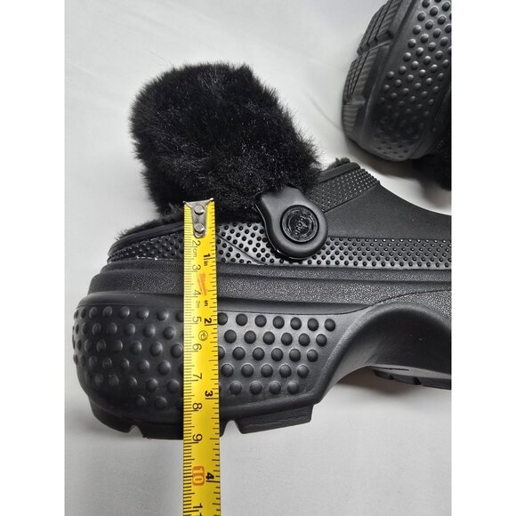 Crocs Stomp Lined Clog Women's Size 9 Black Fuzzy Slip-On Chunky Comfort Shoes - Picture 7 of 15